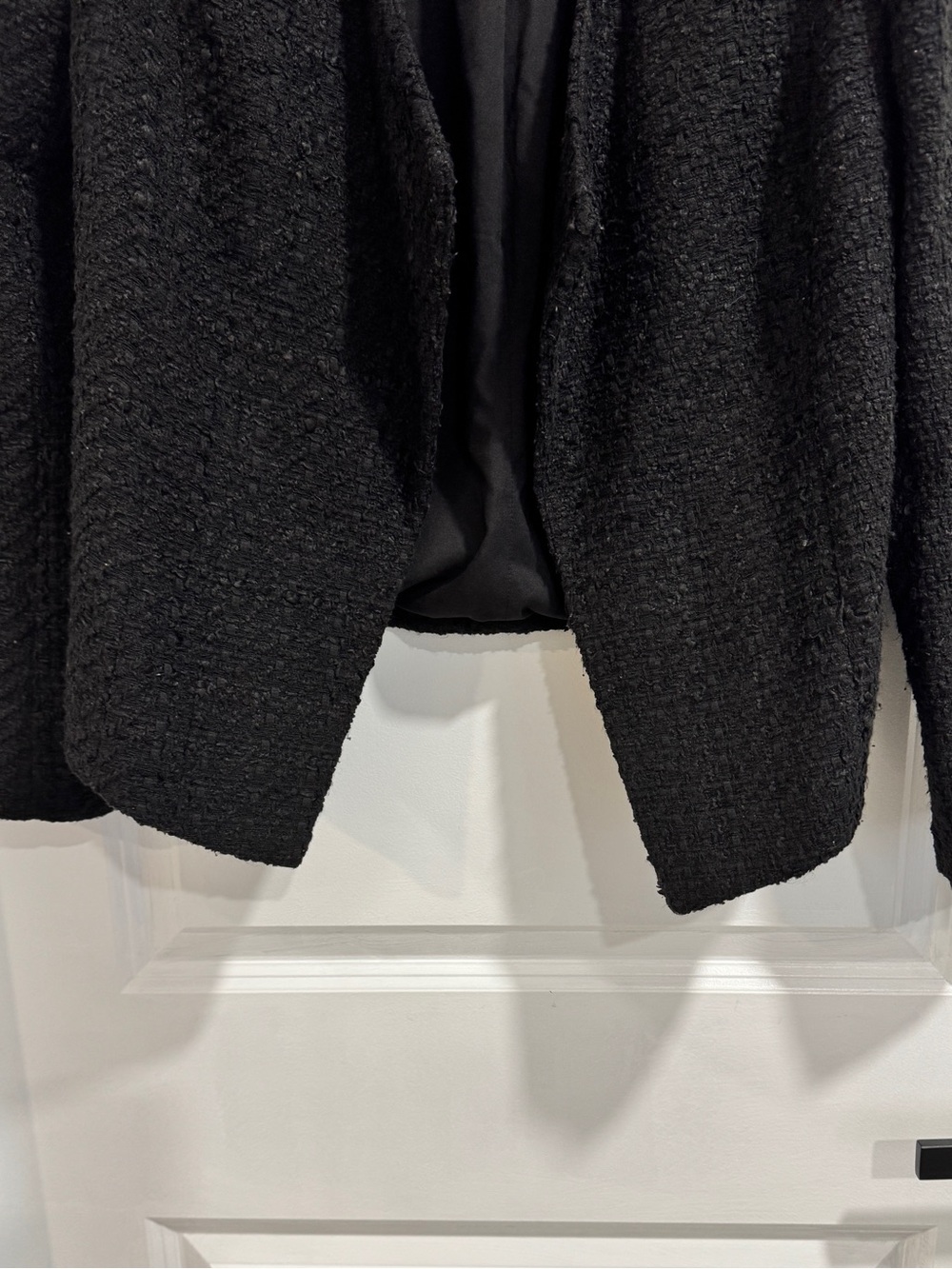 Express Black Tweed Open Front Asymmetrical Jacket Blazer Small - Picture 6 of 10